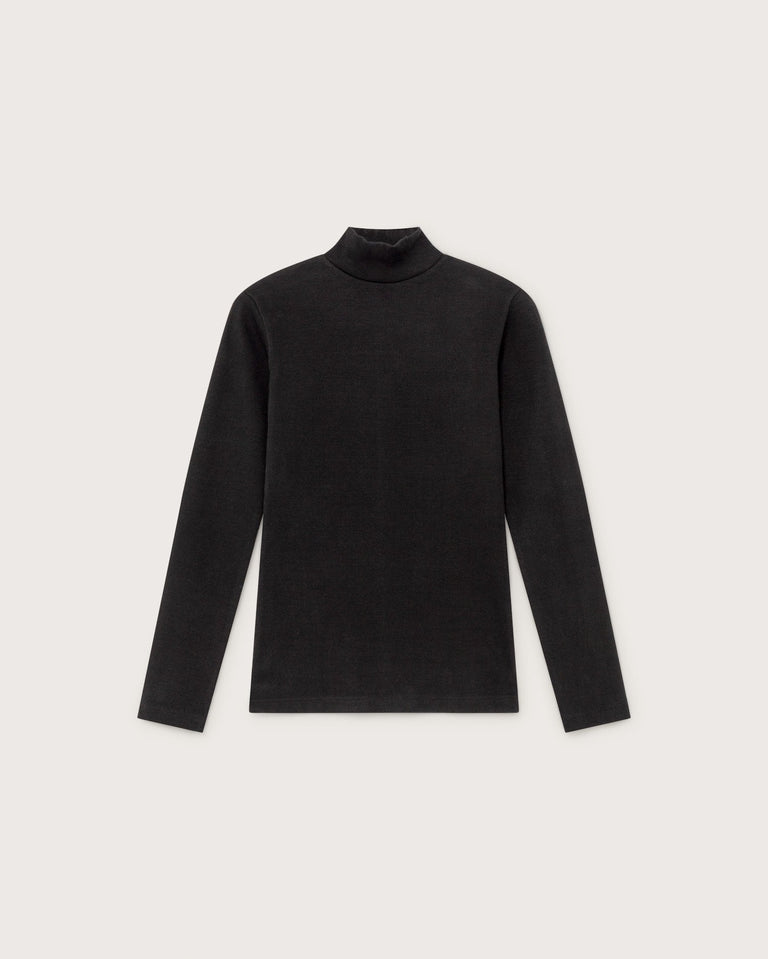 Top aine rib manga larga negro sostenible - silueta 5