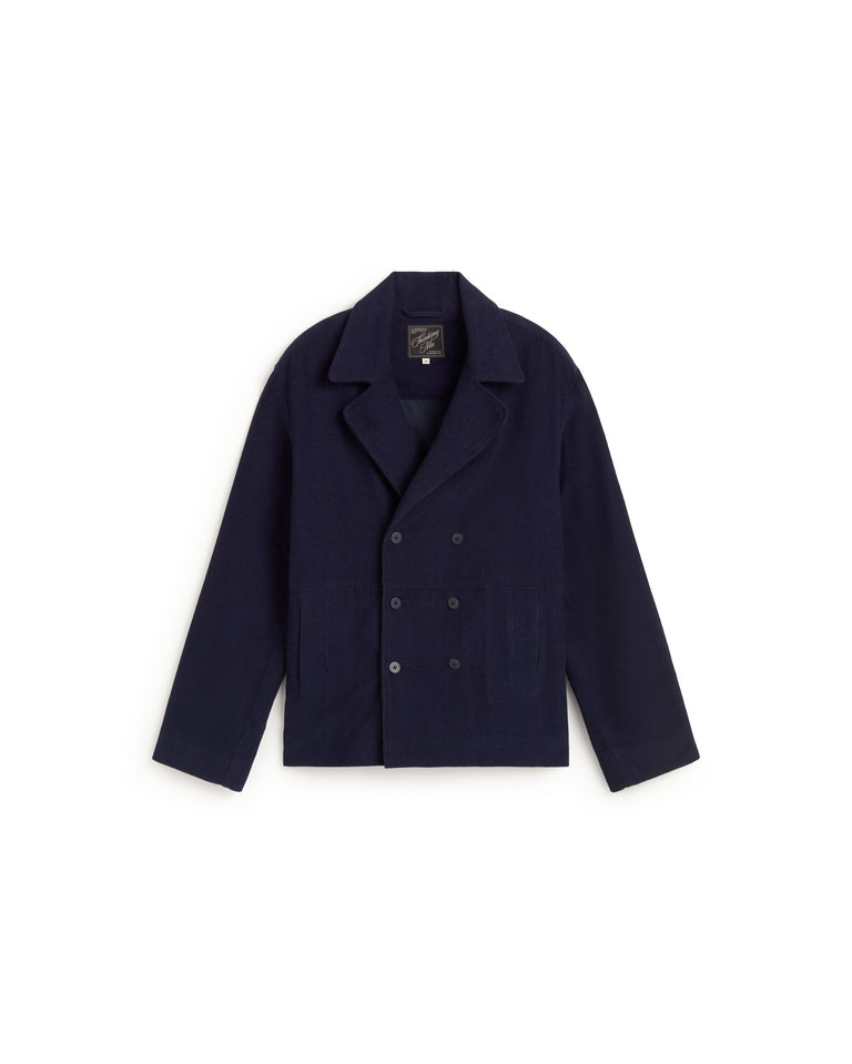 Chaqueta micro pana azul Soeb sostenible silueta - 1