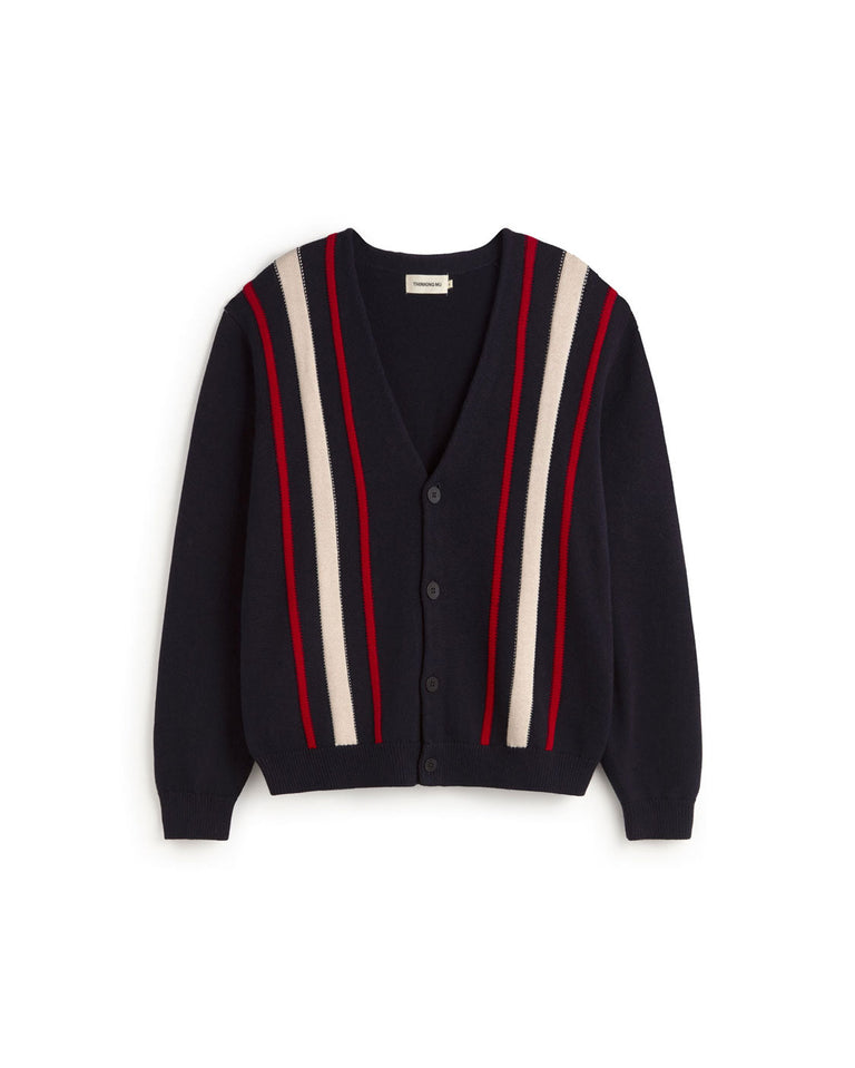 Cardigan punto navy Creed sostenible silueta - 1
