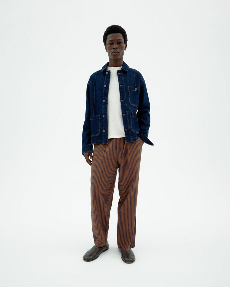 Pantalón rayas marrón Luc sostenible-2