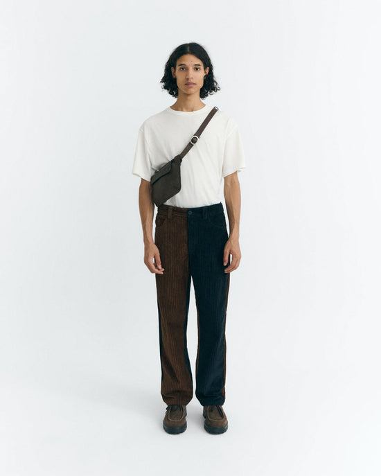 Pantalón recto pana navy y marrón David sostenible - 2