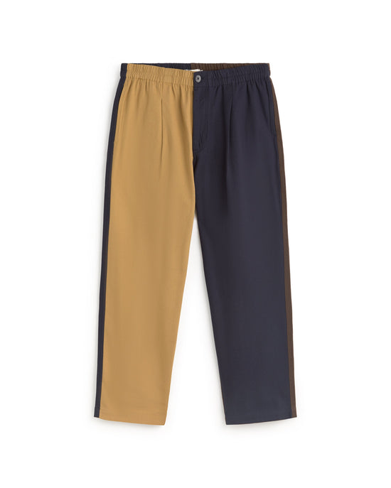 Pantalón loose navy y amarillo Luc sostenible silueta - 1