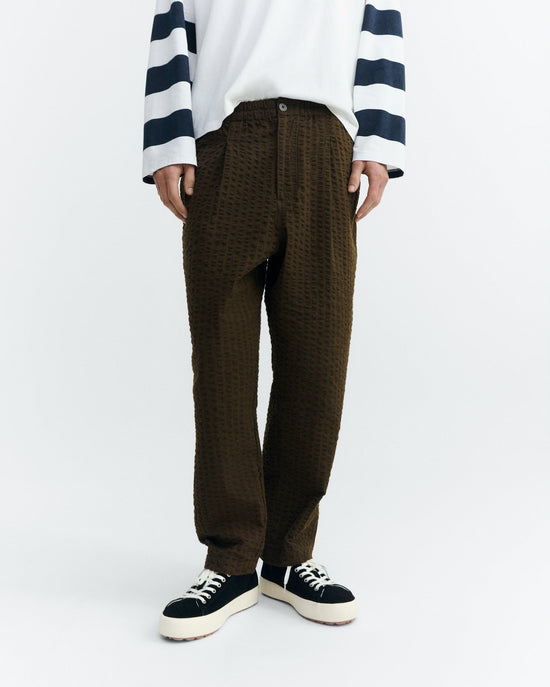 Pantalón loose seersucker marrón Luc sostenible - 2