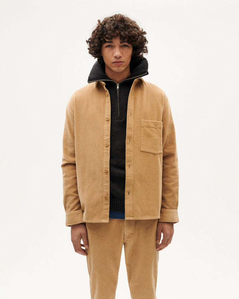 Sobrecamisa beige pana Theo sostenible-1