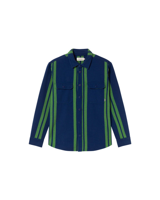 Sobrecamisa azul college blanket Lucas sostenible - silueta 1