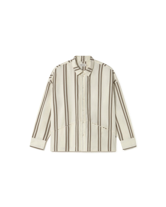 Camisa rayas marrón Jim sostenible - silueta 1