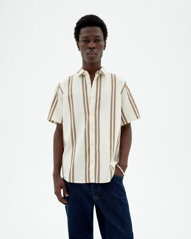 Camisa rayas marrón Tom sostenible-1