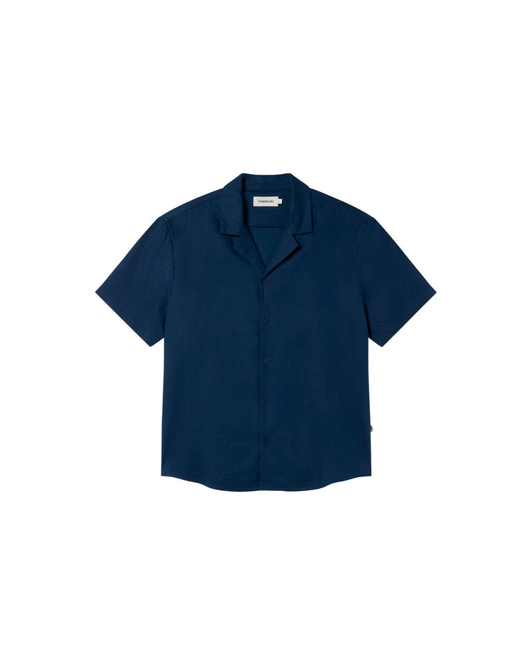 Camisa azul hemp Jules sostenible-silueta-1