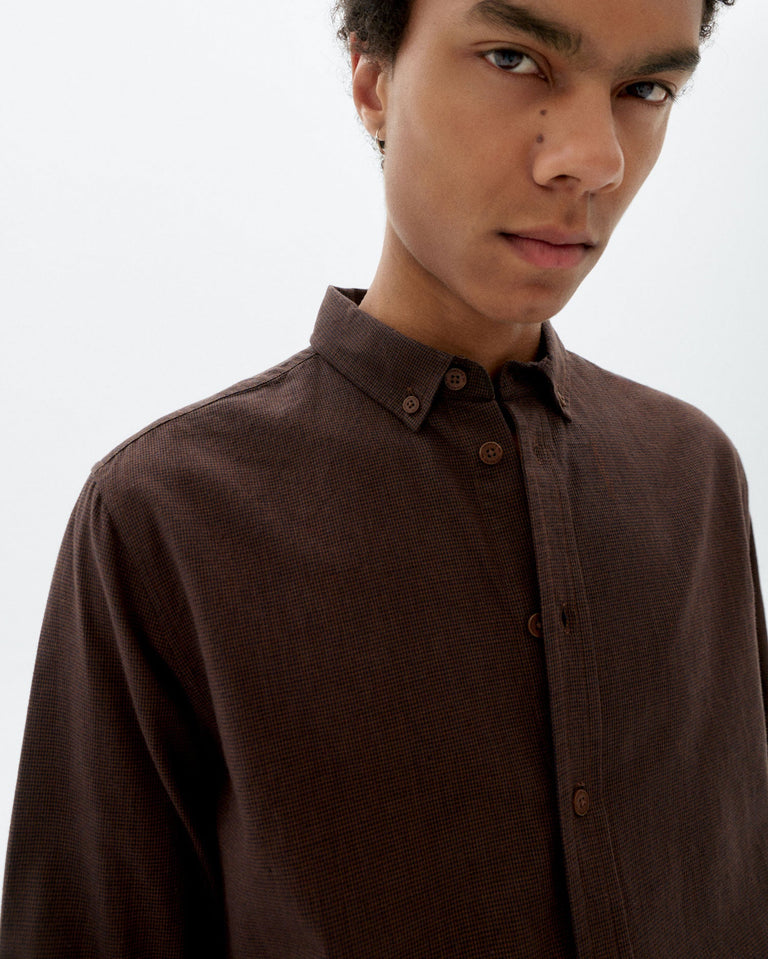 Camisa marrón microchecks Ant sostenible - 3