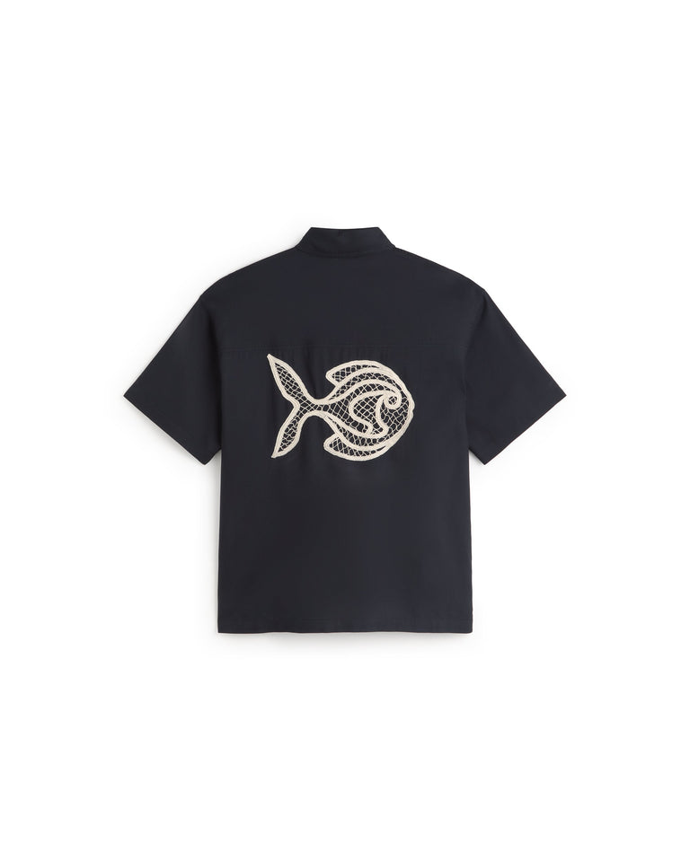 Camisa oversize bordada a mano fish Kurtis sostenible silueta - 3