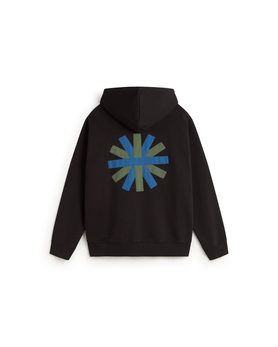 Sudadera negra patched sol espalda Simon sostenible silueta - 3