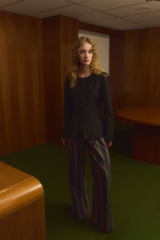 Patricia striped wide-leg low-rise pants