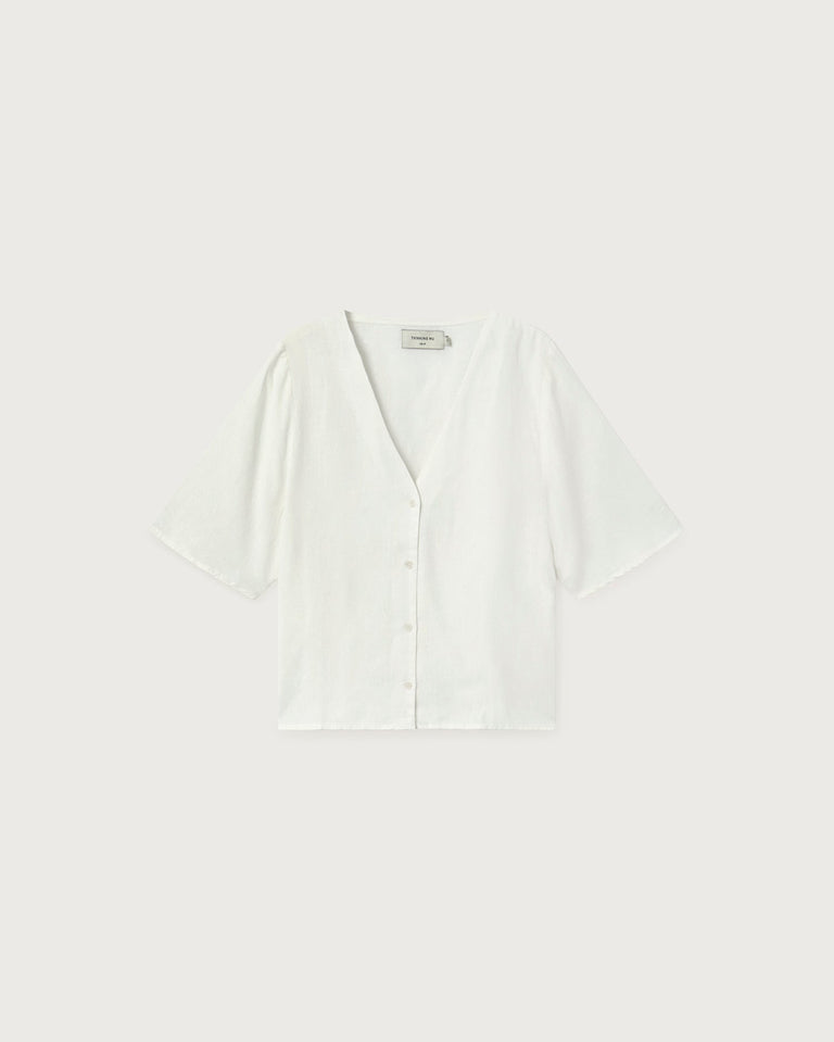 Blusa blanca hemp Libelula sostenible  - silueta 1
