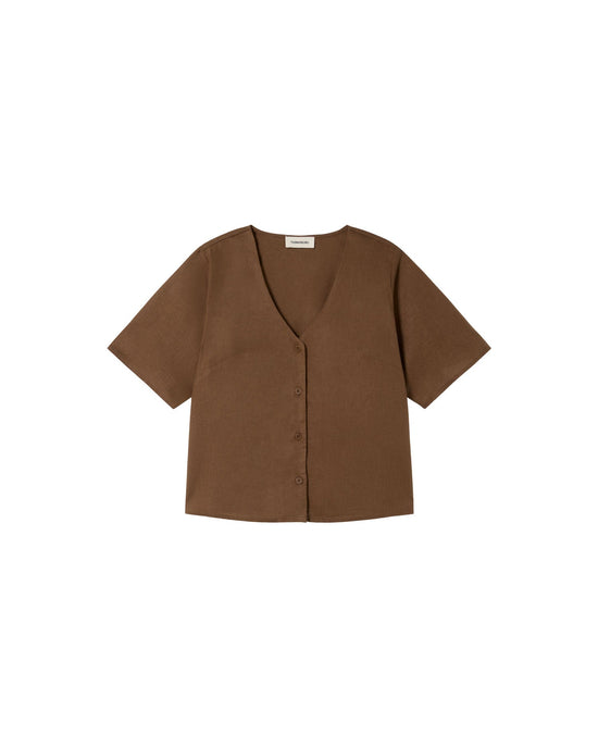Blusa marrón hemp Libelula sostenible-silueta-1