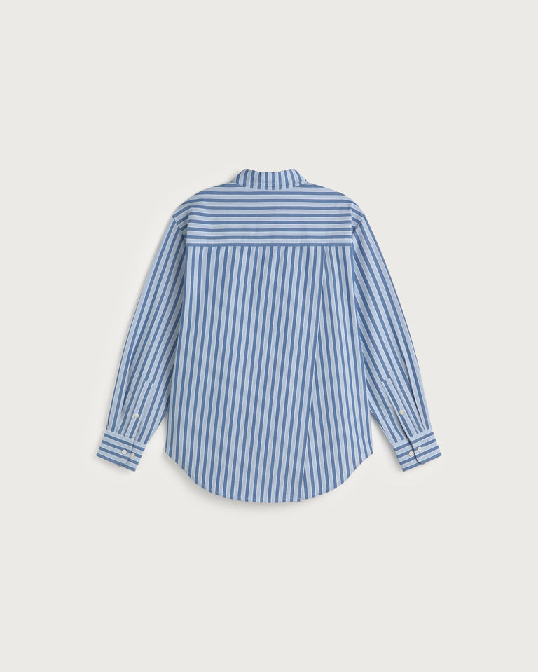 Camisa oversize rayas azul Odelia sostenible silueta - 3
