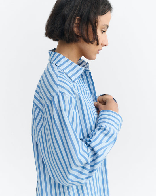 Camisa oversize rayas azul Odelia sostenible - 3