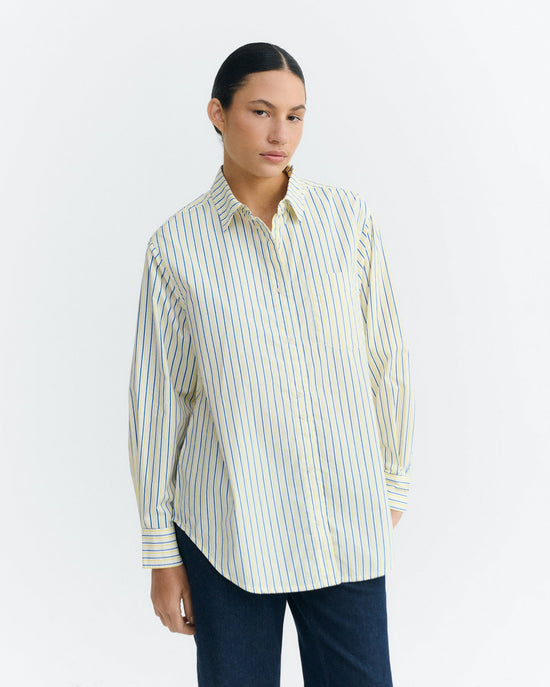 Camisa oversize rayas amarillas y azul Odelia sostenible - 2