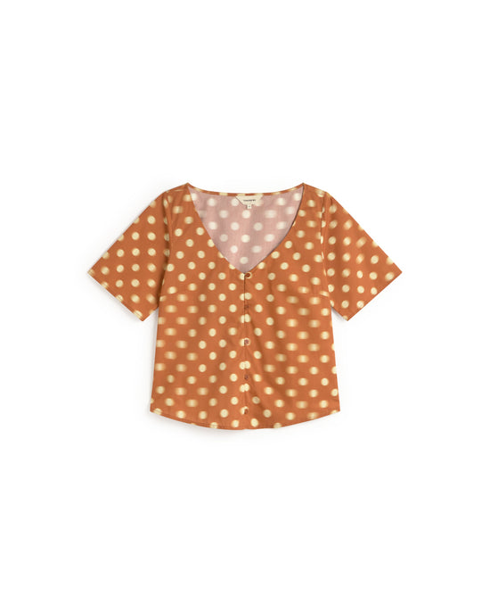 Blusa lunares marrón Leia sostenible silueta - 1