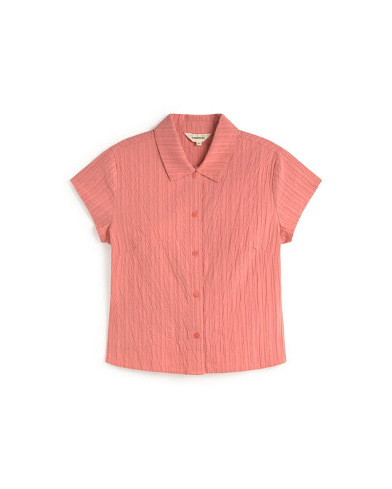 Blusa slim popcorn rosa Kitty sostenible silueta - 1