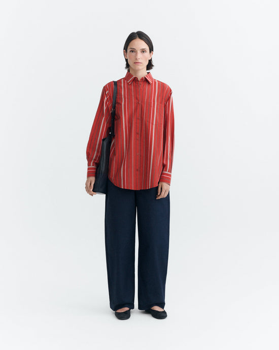 Camisa oversize rayas roja Odelia sostenible - 1