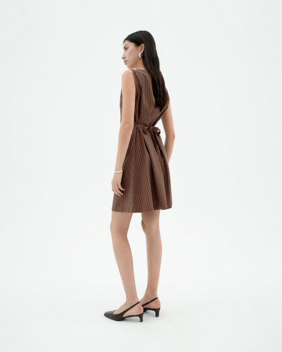 Vestido marrón rayas Cecile sostenible-2