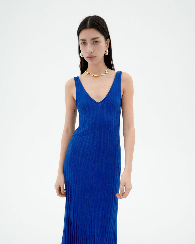 Vestido azul punto Sade sostenible-4