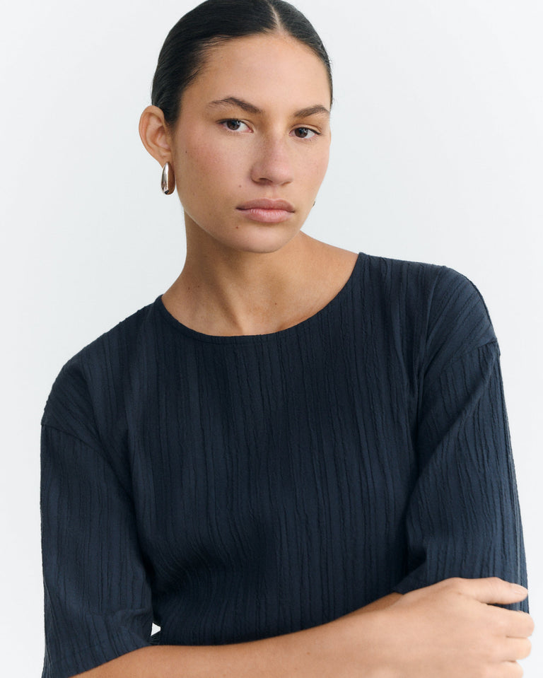 Vestido largo popcorn abertura espalda Kina sostenible - 3