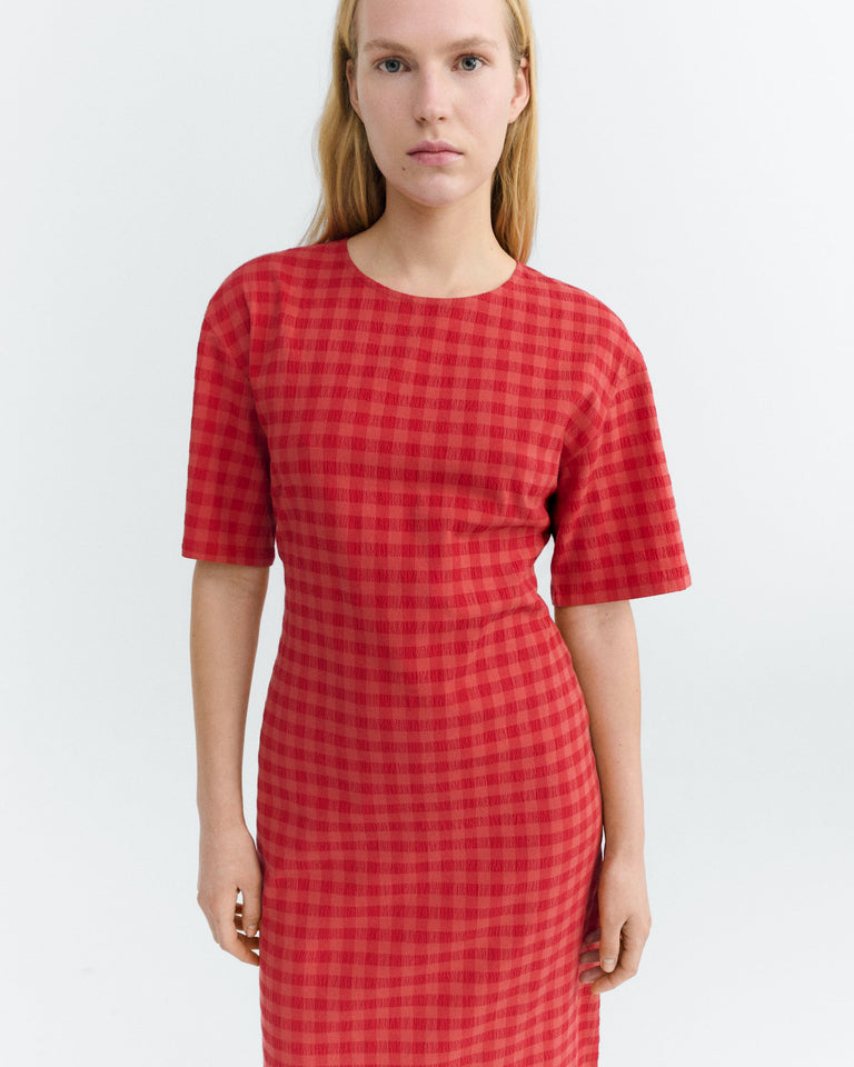 Vestido largo seersucker abertura espalda Kina sostenible - 4