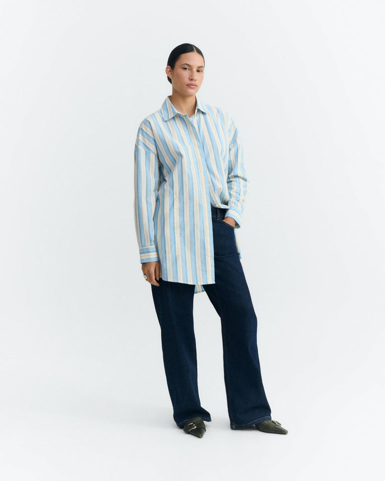 Vestido camisero corto rayas Aurel sostenible - 1