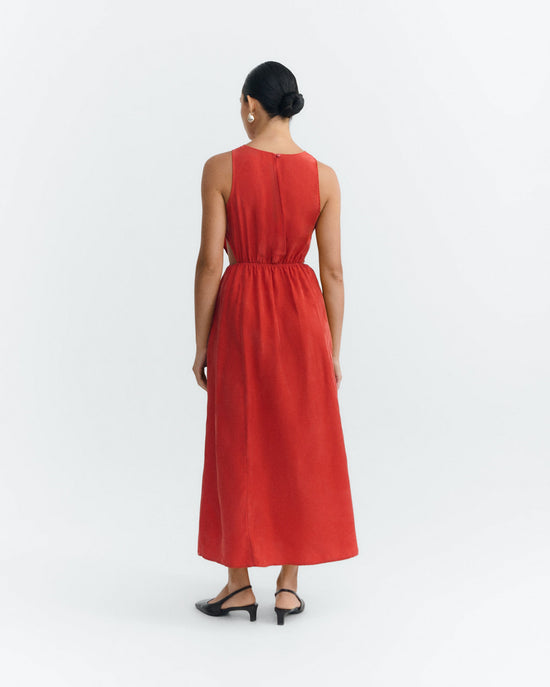 Vestido midi rojo cupro Kin sostenible - 5
