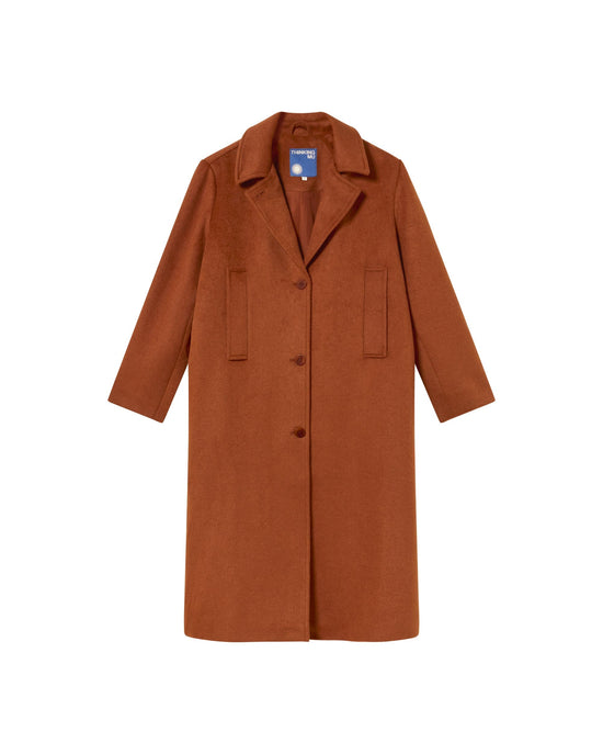 Abrigo marrón lana Rita sostenible - silueta 11