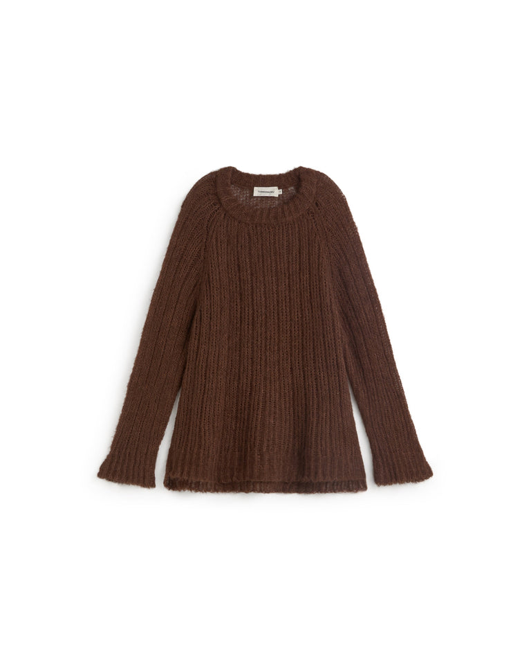 Jersey lana alpaca marrón transparente Amal sostenible silueta - 1