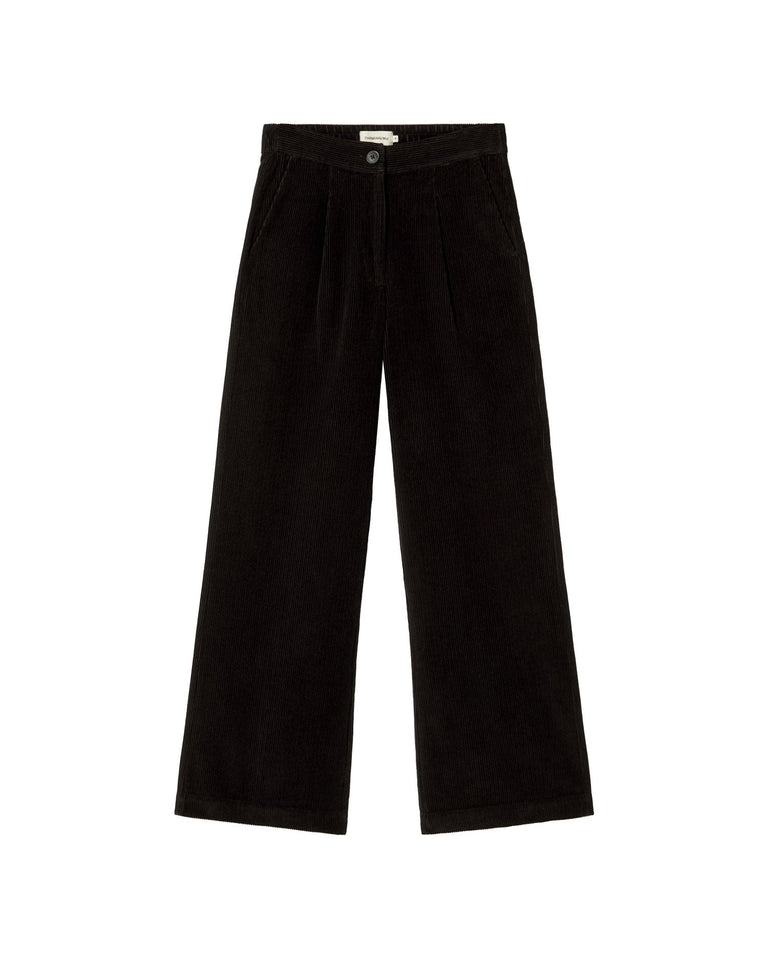 Pantalón negro pana Manolita sostenible - silueta 1