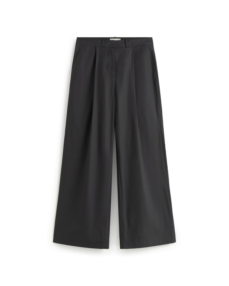 Pantalón popelin wide leg azul Patty sostenible silueta - 1