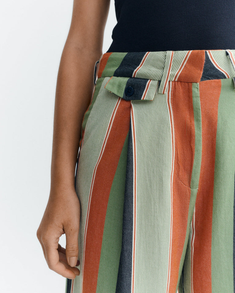 Pantalón wide leg tiro bajo rayas multicolor Pat sostenible - 3