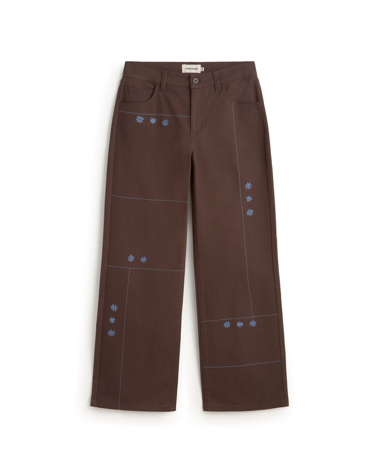 Pantalón tiro bajo bordado a mano sole mio Kettan sostenible silueta - 1