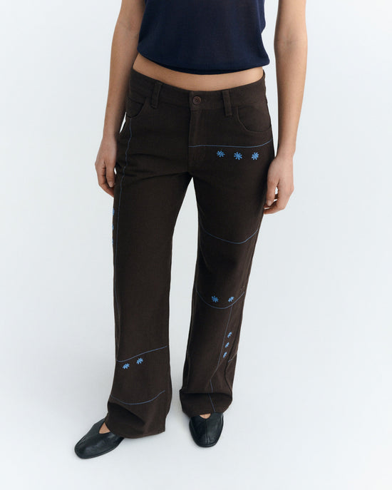 Pantalón tiro bajo bordado a mano sole mio Kettan sostenible - 3