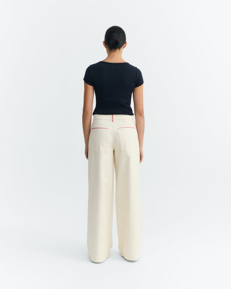 Pantalón wide leg bordado a mano Hedda sostenible - 4