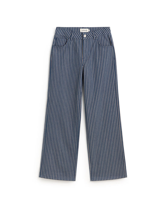 Pantalón tiro bajo rayas tinte natural railway Kettan sostenible silueta - 1