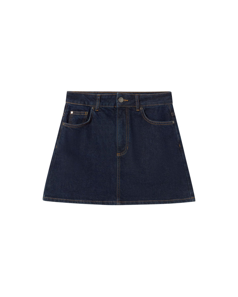 Falda dark clean denim Kimmy sostenible - silueta 1