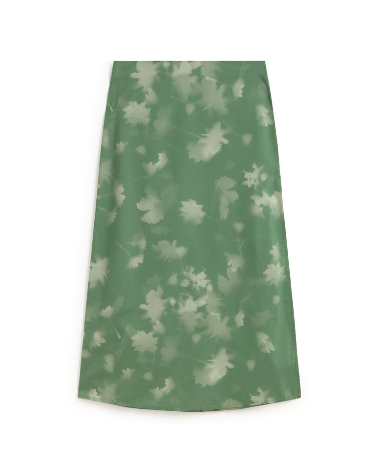 Falda midi verde tipia Kora sostenible silueta - 1