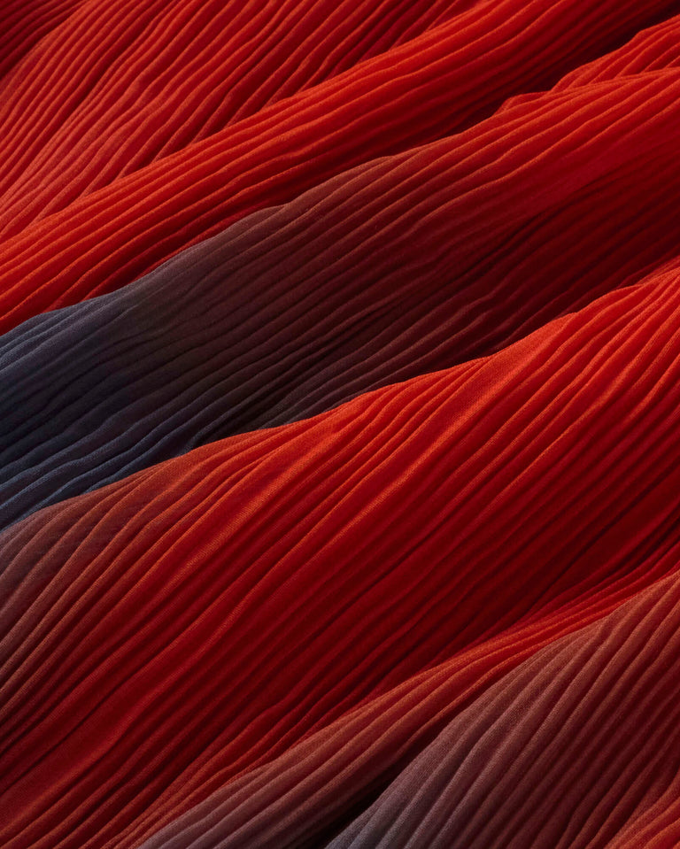 Falda larga plisada roja flowers Pauline sostenible silueta - 2