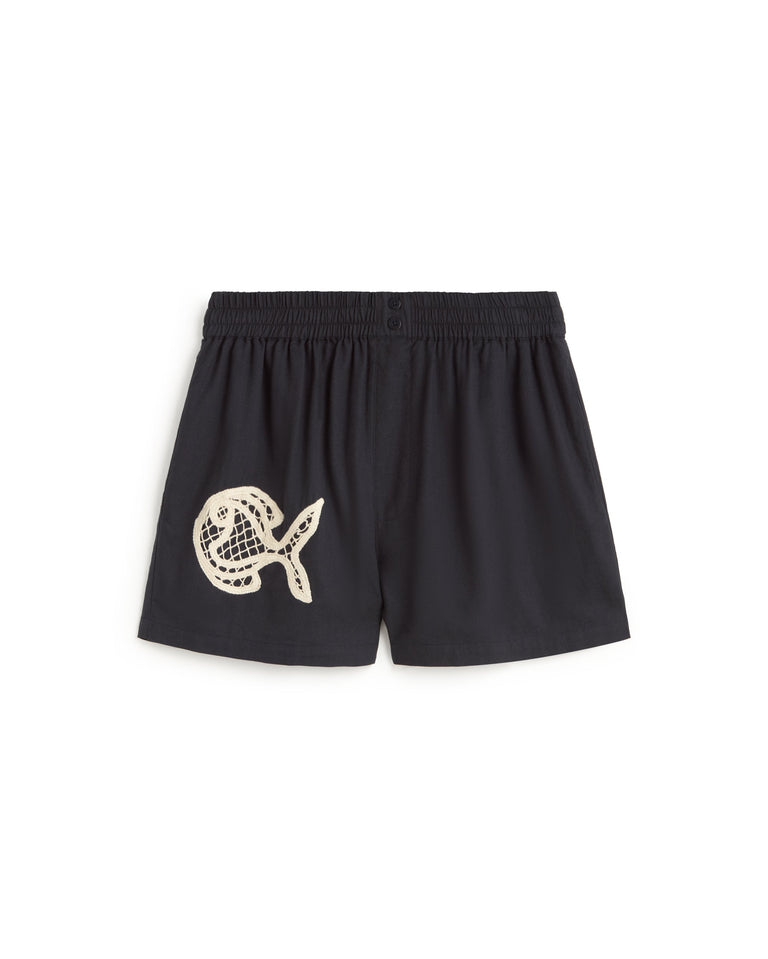 Shorts bordado a mano fish Geraldine sostenible silueta - 1
