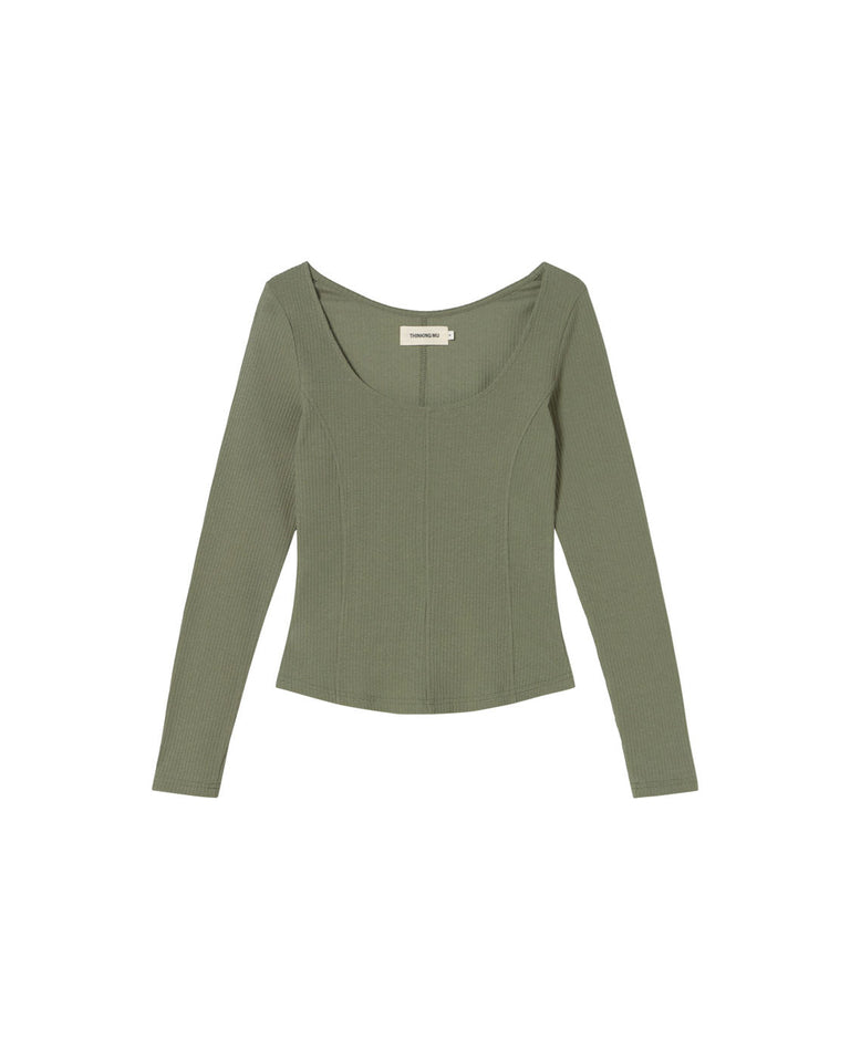 Top verde hemp Nadia sostenible silueta - 1