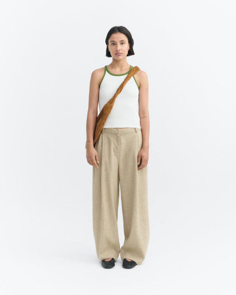 Top halter blanco contraste verde Harriet sostenible - 1