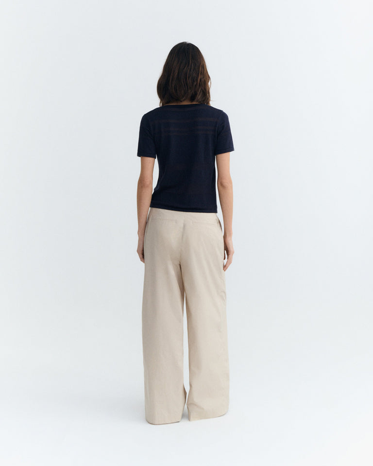 Top rayas semitransparente navy Ash sostenible - 5