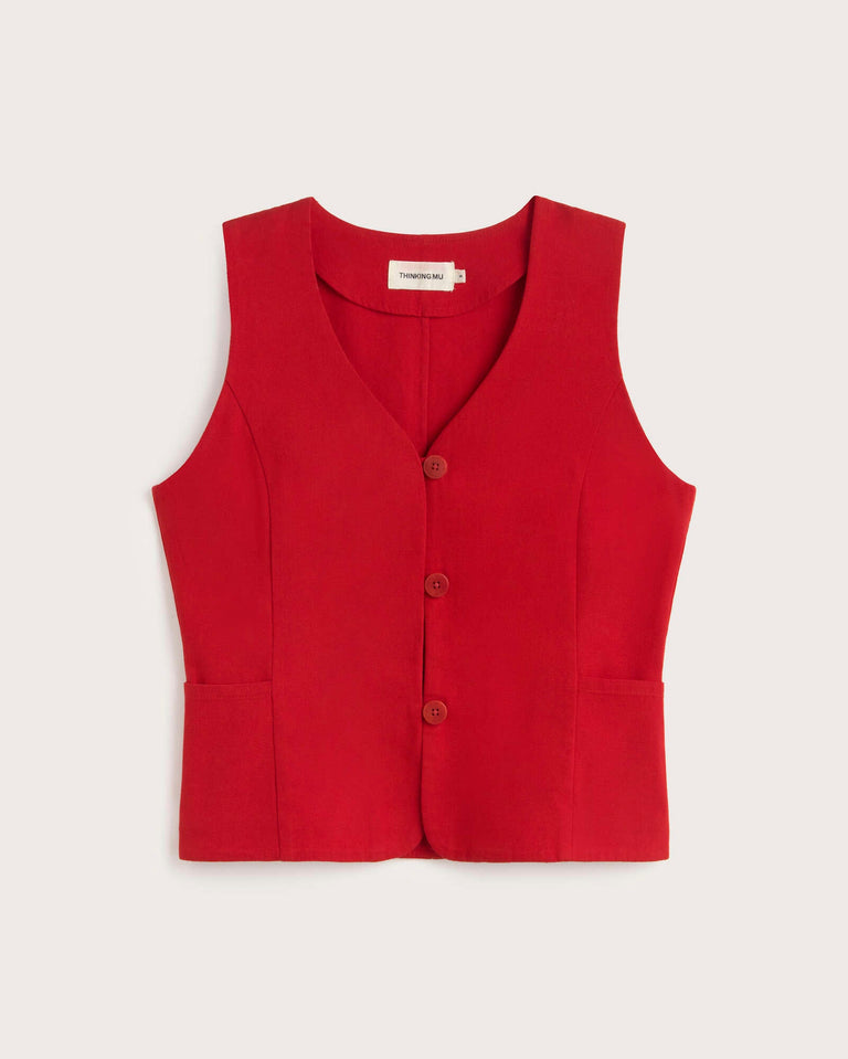 Chaleco rojo Alisa sostenible silueta - 1