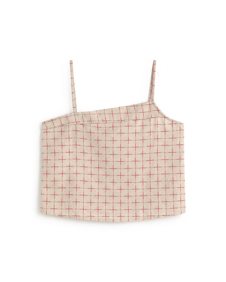 Top estampado cuadros lattice Raida sostenible silueta - 1