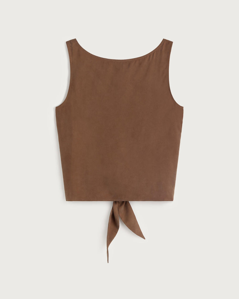 Top marrón lazo cupro Solea sostenible silueta - 1