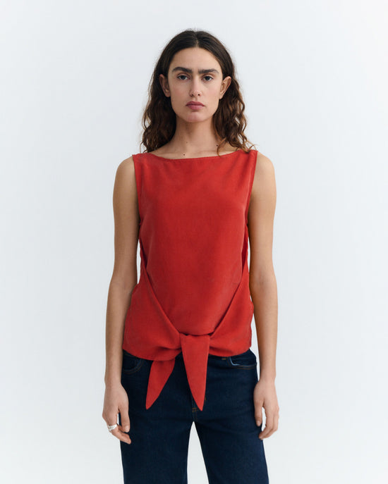 Top rojo lazo cupro Solea sostenible - 2